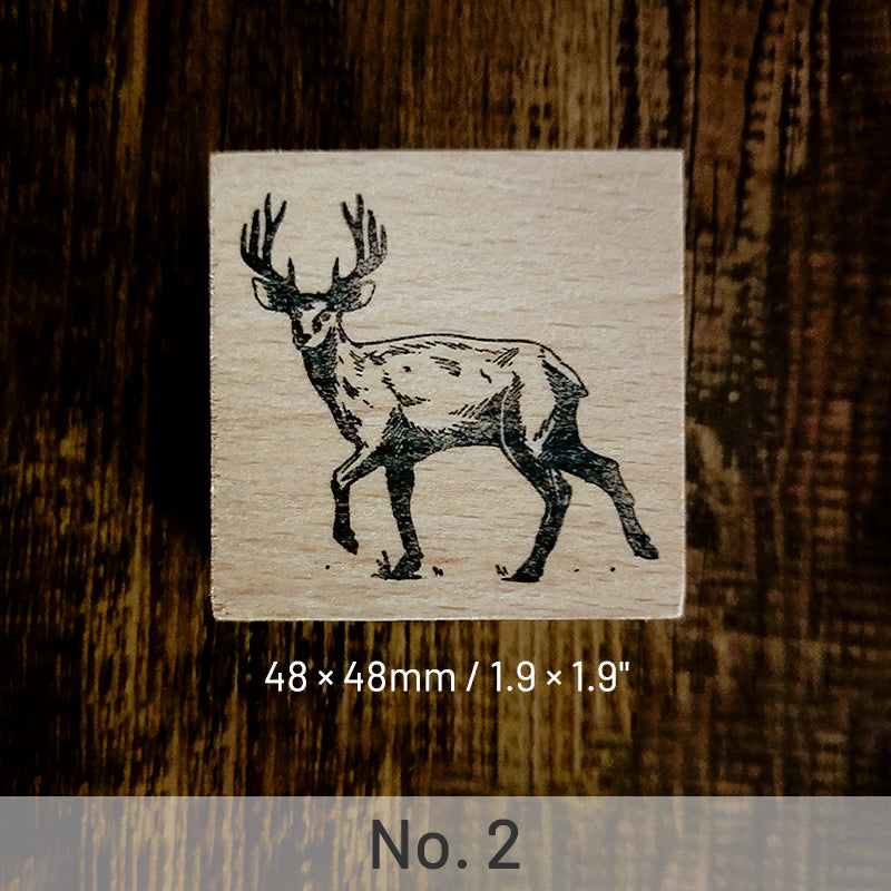 Cute Elk Animal Wooden Rubber Stamp sku-2