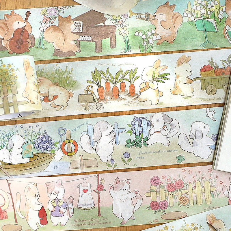 Animal Cute Cartoon Washi Tape - Rabbit, Cat, Dog, Squirrel5