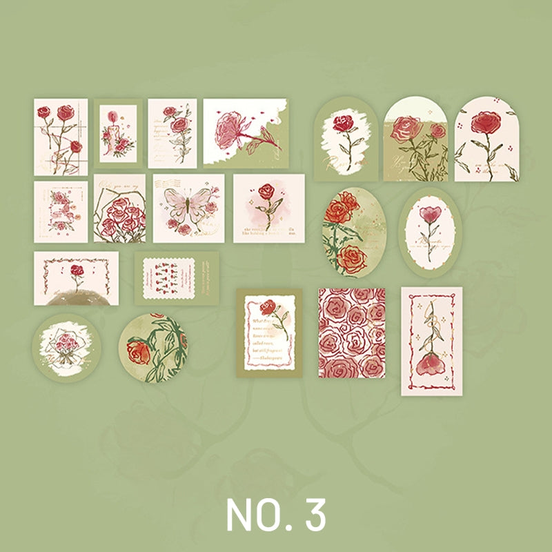 Vintage Artistic Rose Plant Sticker Pack sku-3