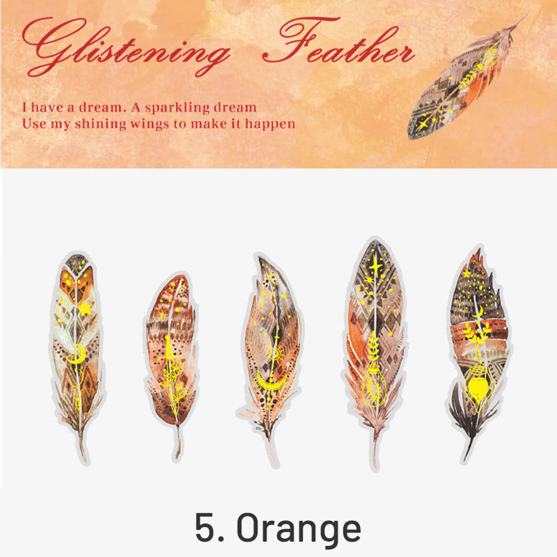 Glitter Feather Large Size Foil Stamping Feather PET Sticker sku-5