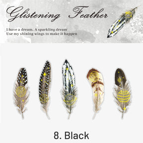 Glitter Feather Large Size Foil Stamping Feather PET Sticker sku-8