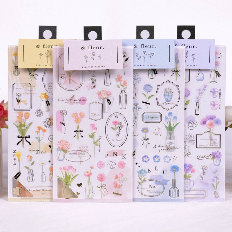 Floral Bullet Journal Sticker Sheet, Flower Planner Stickers