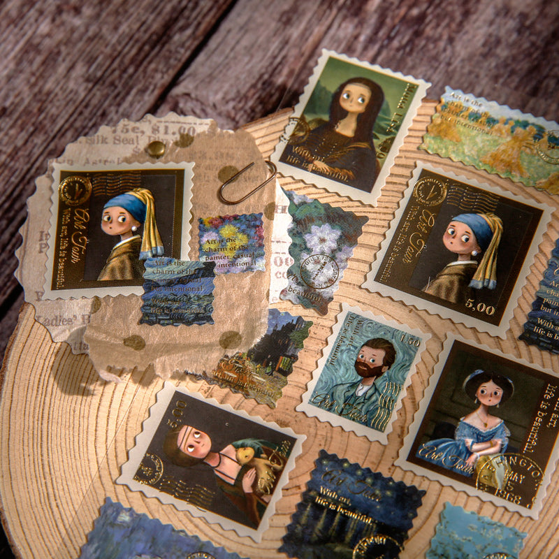 Cartoon Stamp Hot Stamping Stickers - Travel, Van Gogh, Butterfly, Mushroom, The Little Prince