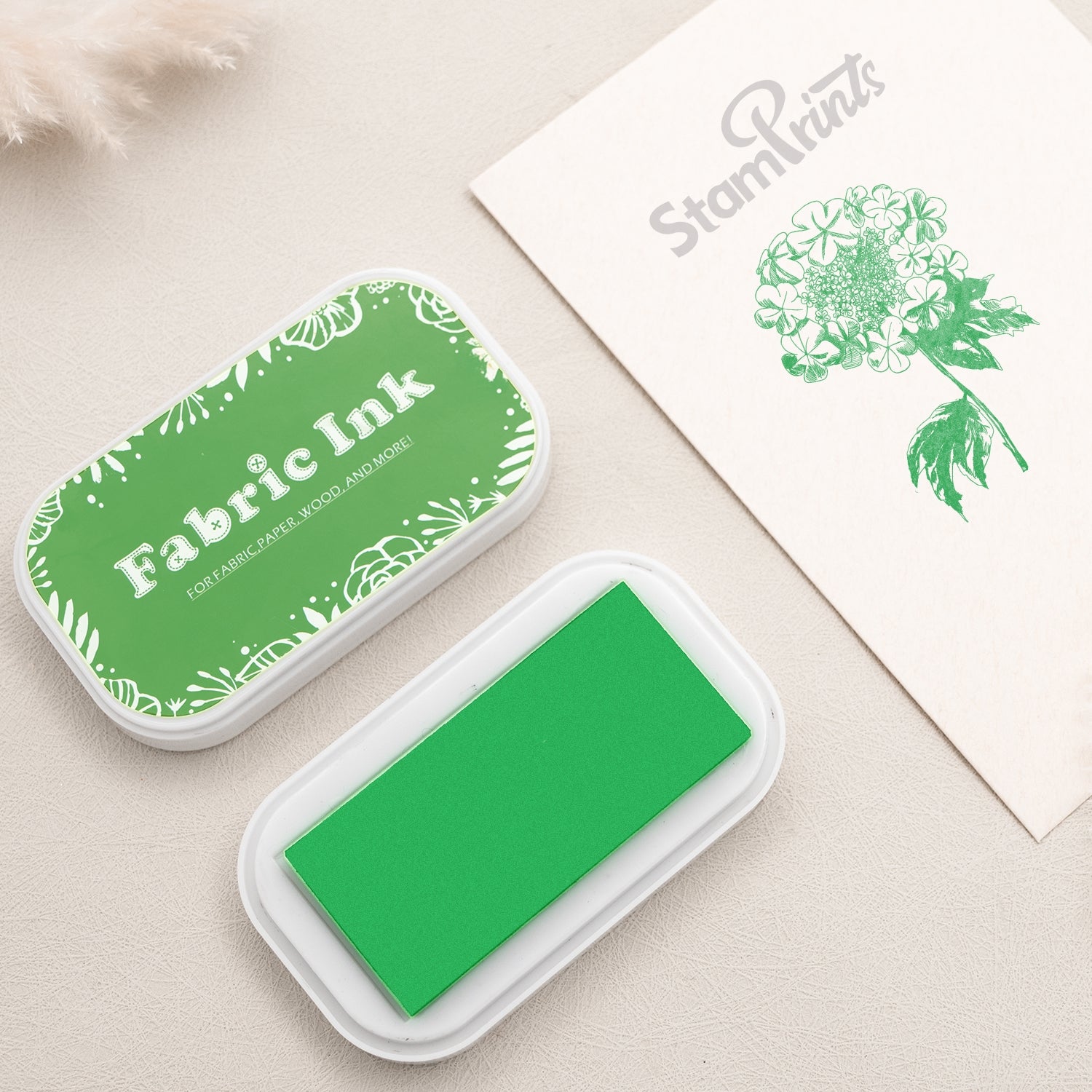 Spring Green Oil-Based Fabric Ink Pad - Rubber Stamp Inking Stamp Pad