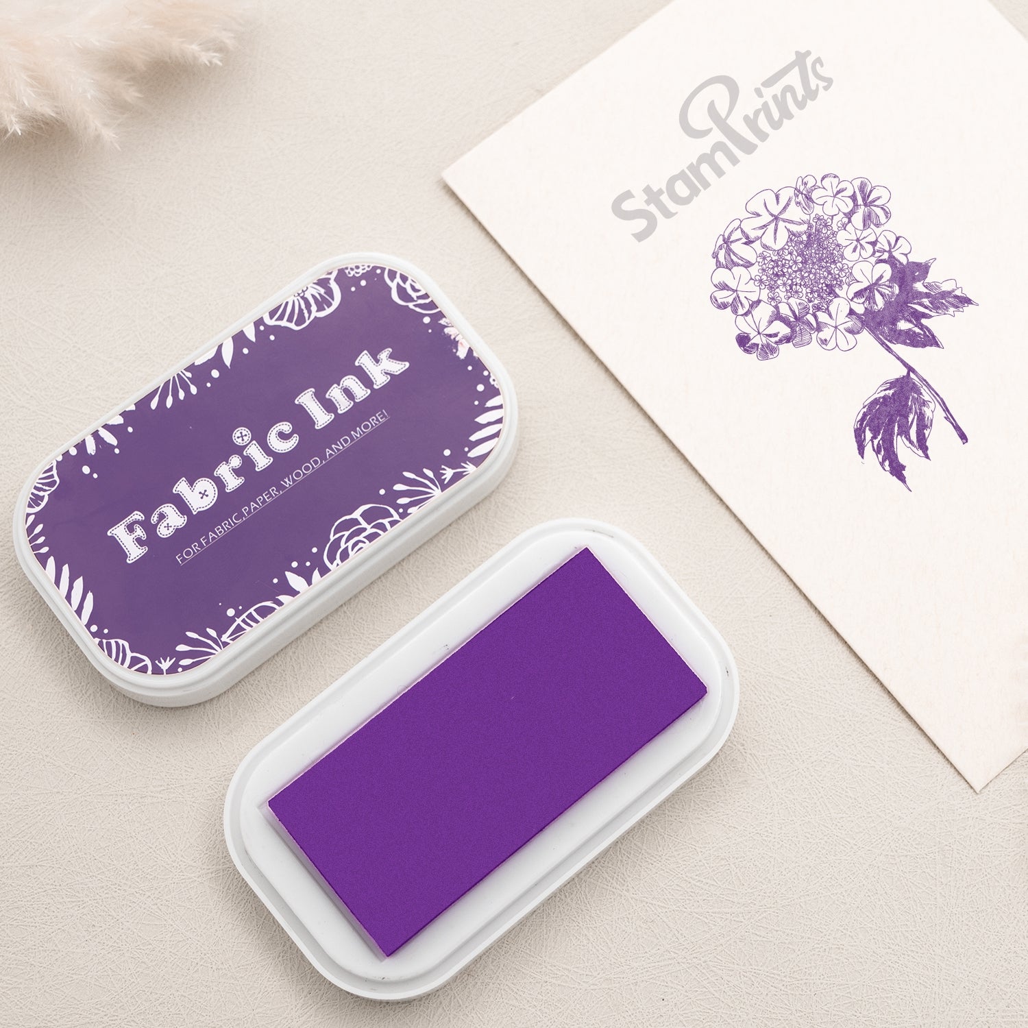 Purple Fabric Ink Stamp Pad, Fabric Ink Pad for Rubber Stamps, Lavender  Fabric Stamp Ink, Permanent Ink for Canvas, and Muslin, Violet Ink 