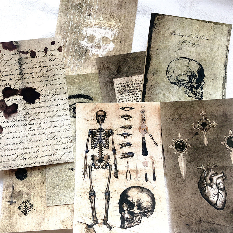 Material Paper - Retro Dark Skull Junk Journal Scrapbook Paper