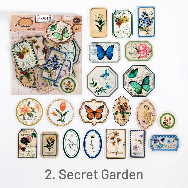 Garden-Lace, Butterfly, Flower, Plant PET Label Sticker