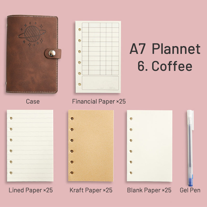 Simple Planet Magnetic Clasp Pocket Loose-Leaf Notebook A6 A7 Multi-Purpose Journal 12