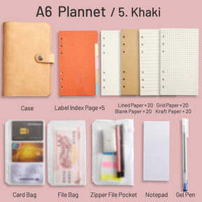 Simple Planet Magnetic Clasp Pocket Loose-Leaf Notebook A6 A7 Multi-Purpose Journal 23