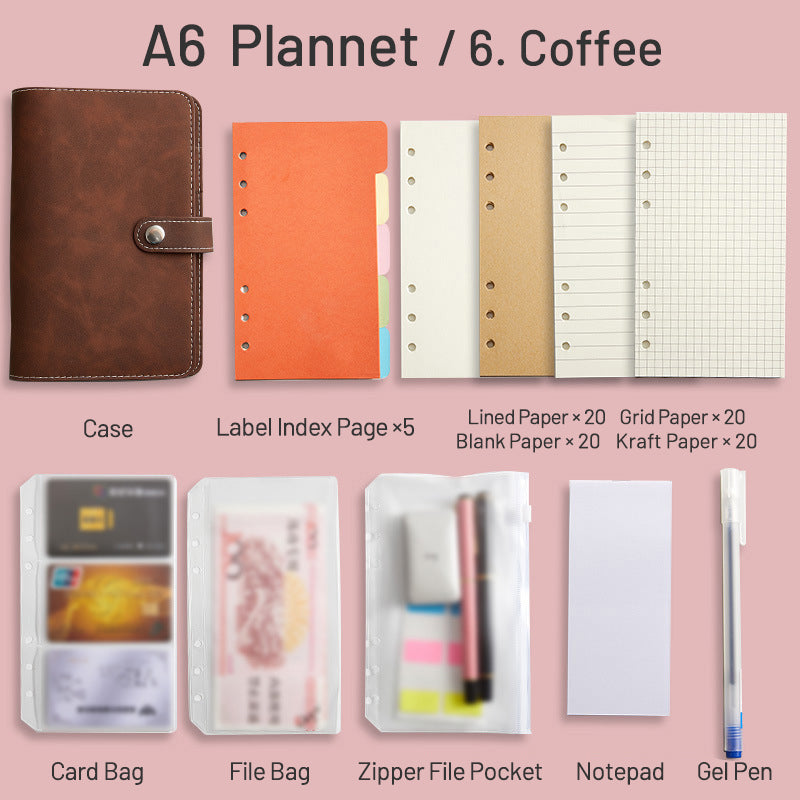 Simple Planet Magnetic Clasp Pocket Loose-Leaf Notebook A6 A7 Multi-Purpose Journal 24