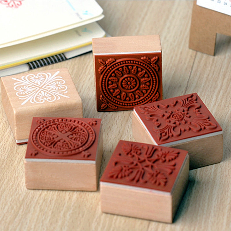 Vintage Lace Pattern Wooden Rubber Stamp1