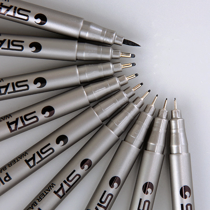 9pcs Black Multifunctional Fine Line Pen Set For Artistic Use And