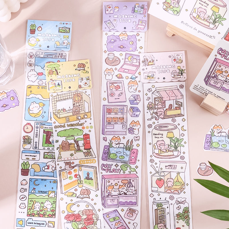 Scrapbooking Maskingtape Stickers, Washi Stickers Cats, School Stationery