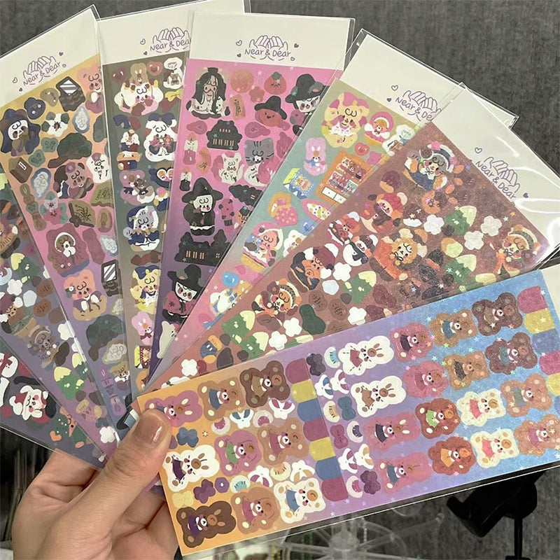 Bear Themed Animal Holographic PET Stickers