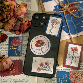 Vintage Artistic Rose Plant Sticker Pack4