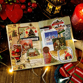 Vintage Christmas Carol Three-Grid Strip Sticker Book 30 PCS DIY Journal Scrapbook Decoration sku-5