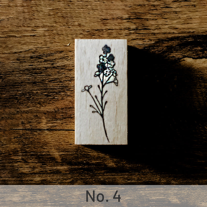 Vintage Flower & Text Wooden Rubber Stamp sku-4
