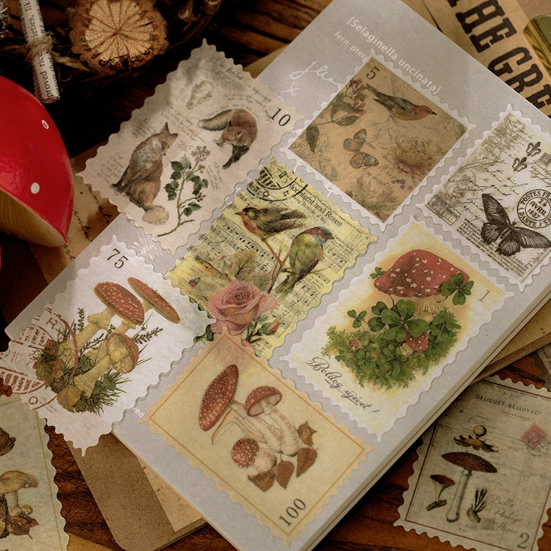 Vintage Stamp Washi Sticker - Plant, Girl, Poster, Forest3
