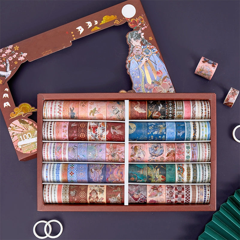 100 Rolls Traditional Chinese Style Gift Box Washi Tape Set sku