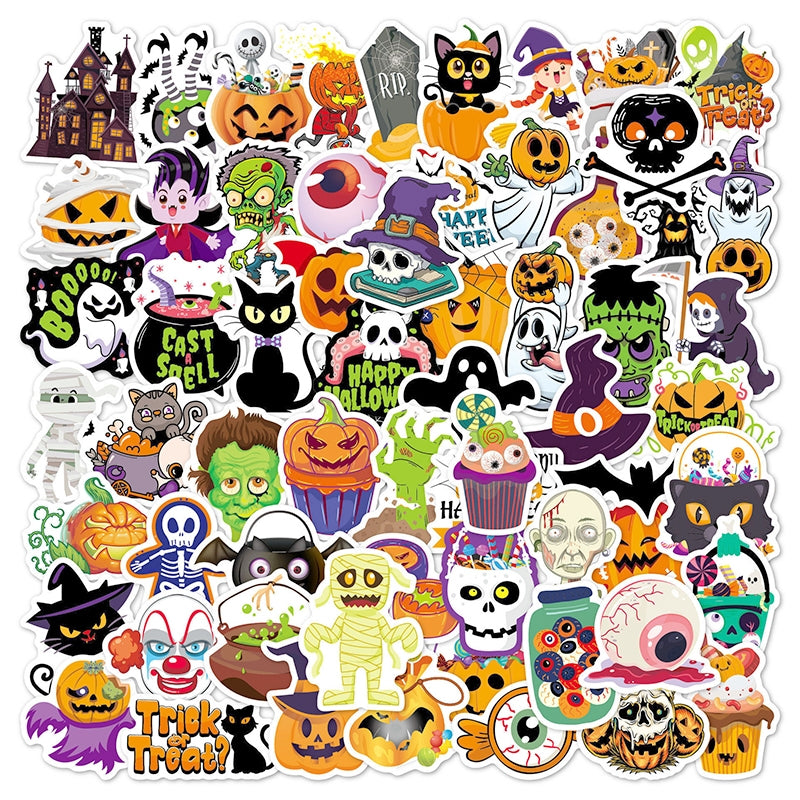 100PCS Cartoon Halloween Vinyl Decorative Sticker a