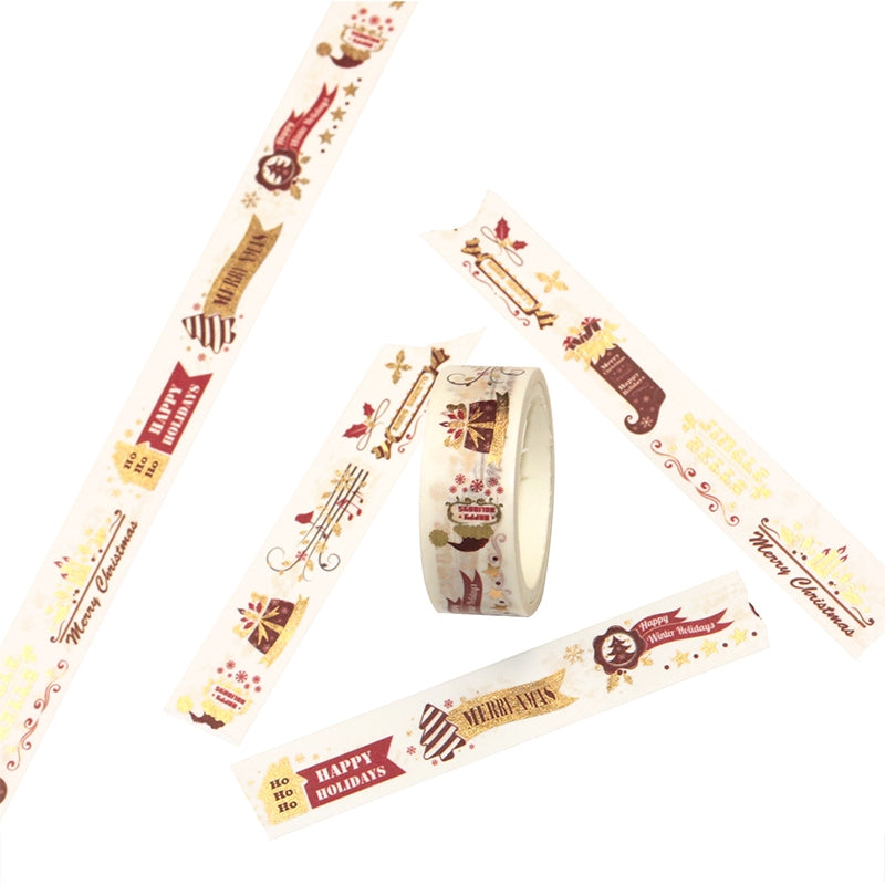 12 Rolls Gold Foil Basic Christmas Washi Tape Set b