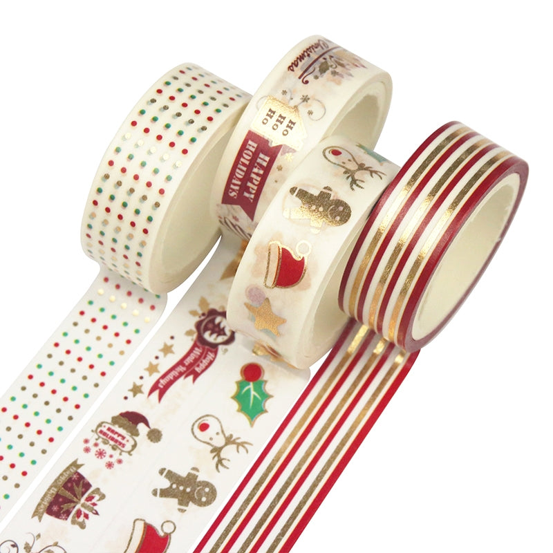 12 Rolls Gold Foil Basic Christmas Washi Tape Set c2