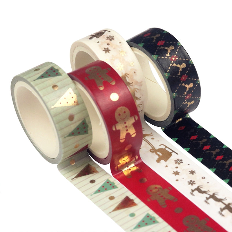 12 Rolls Gold Foil Basic Christmas Washi Tape Set c