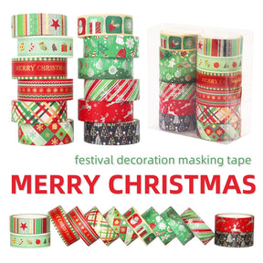 12 Rolls Silver and Gold Foil Christmas Washi Tape Set a