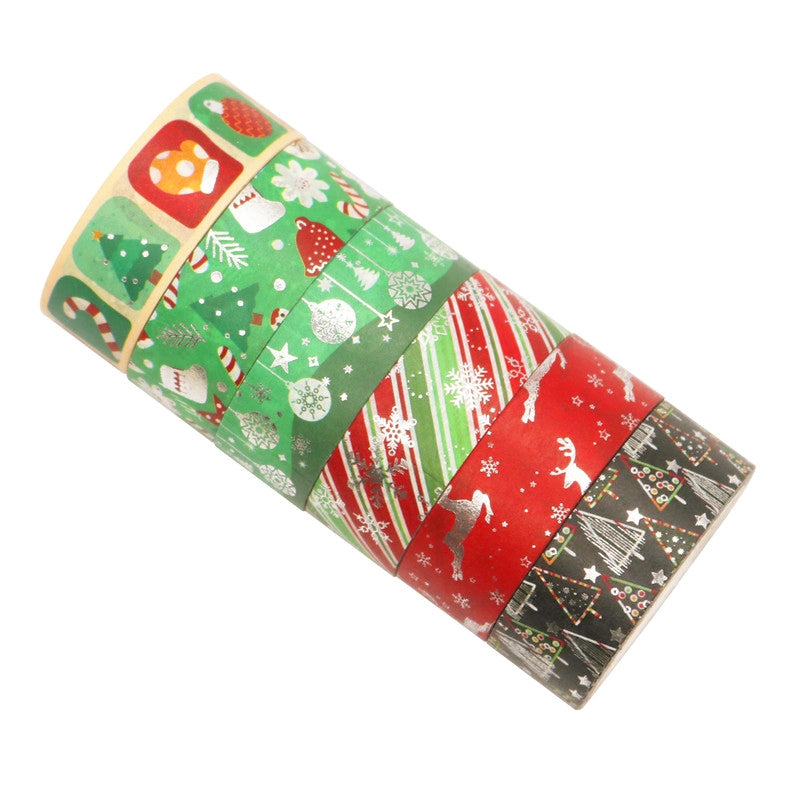 Tape - 12 Rolls Gold Foil Basic Christmas Washi Tape Set