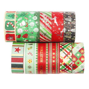 12 Rolls Silver and Gold Foil Christmas Washi Tape Set b5