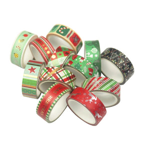 12 Rolls Silver and Gold Foil Christmas Washi Tape Set b