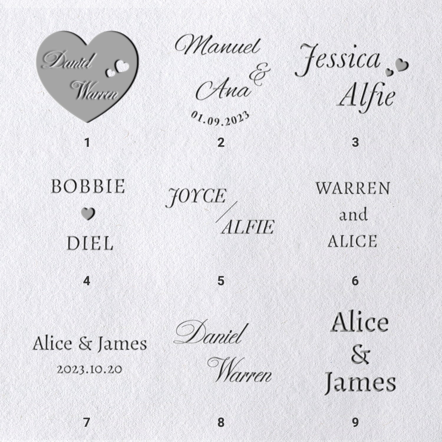 Custom Minimalist Name Wedding Embosser (9 Designs)110