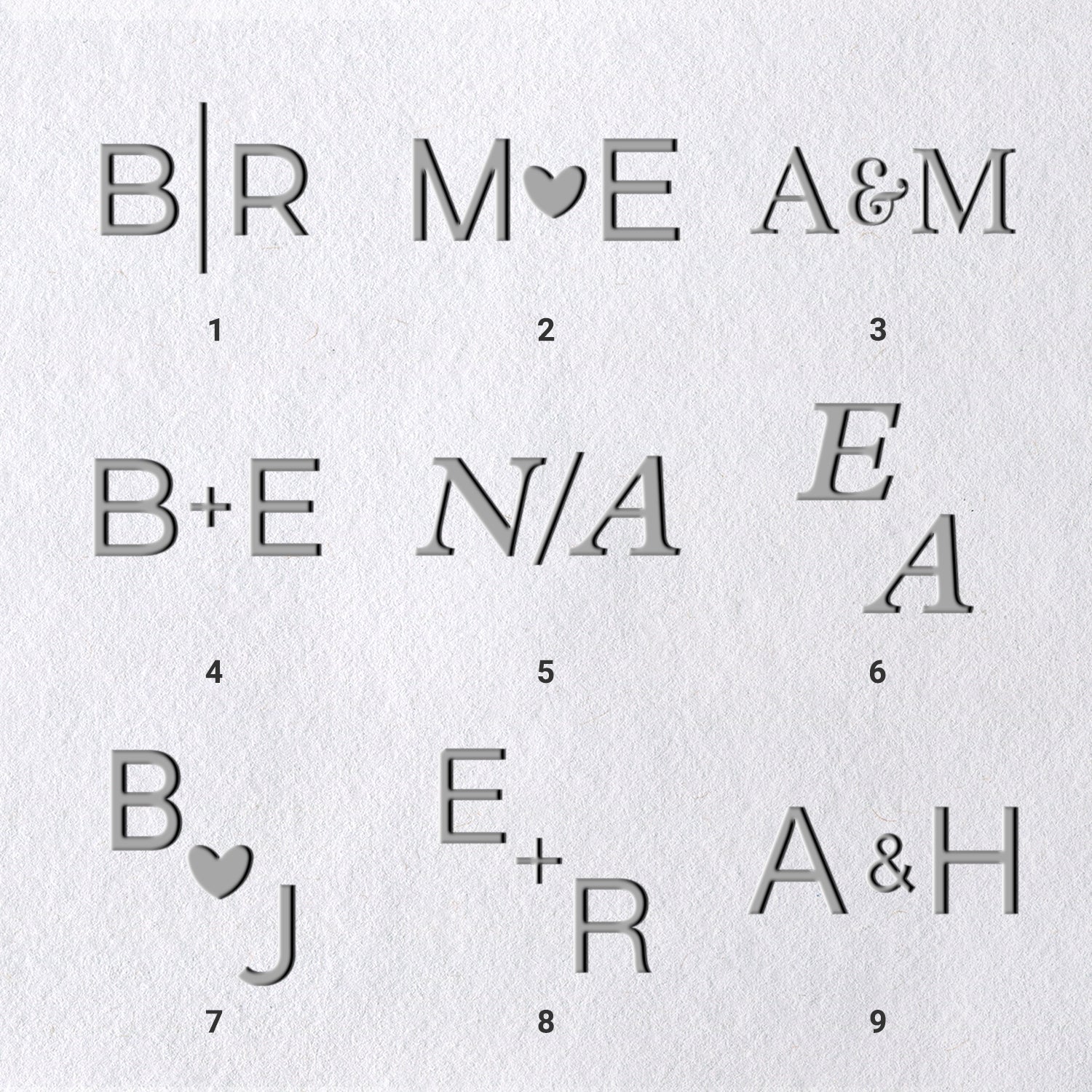 Custom Minimalist Initials Wedding Embosser (9 Designs)110