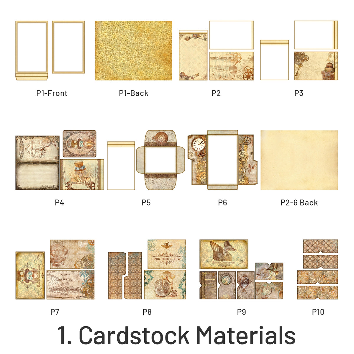 Medieval Steampunk Junk Journal Kit - Handmade Folio by Stamprints