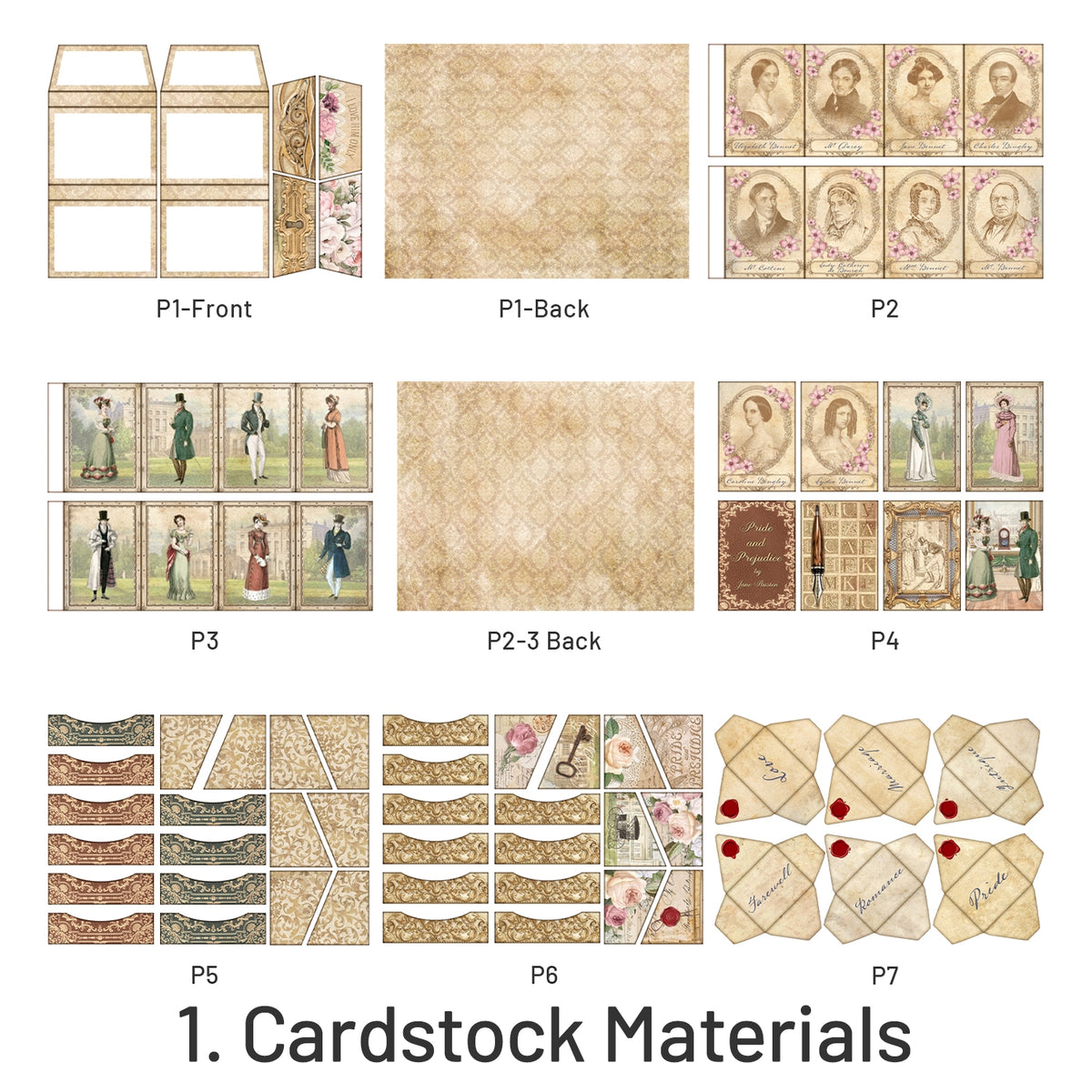 Mini Medieval Noble Characters Junk Journal Kit - 2 Piece Set | Stamprints