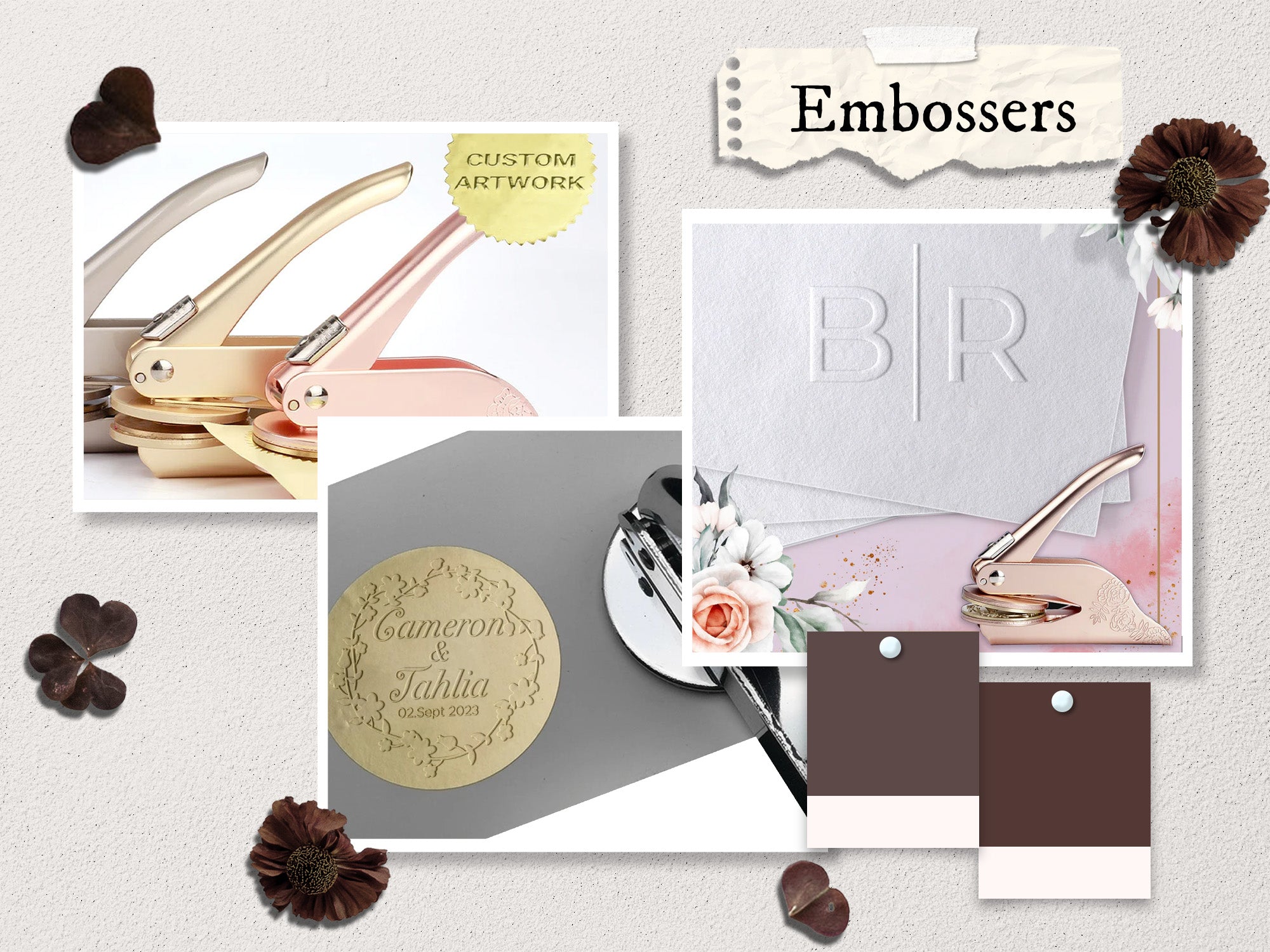 Book Stamp Embosser Stamp Floral Custom Name Embosser 10 Designs