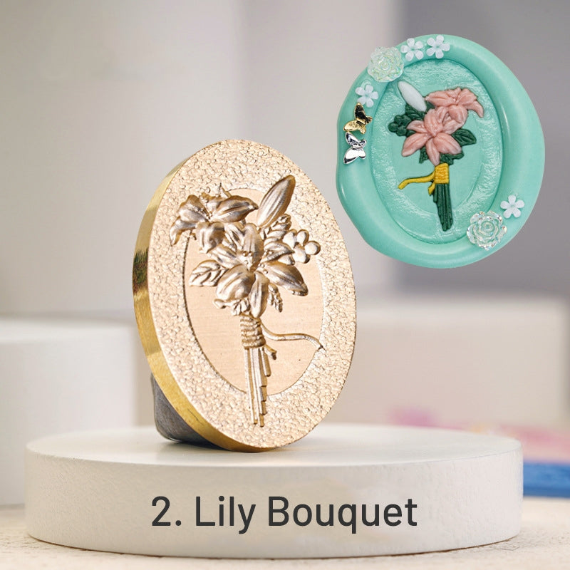 3D Relief Butterfly, Flower, Peach Wax Seal Stamp (3 Design) sku-2