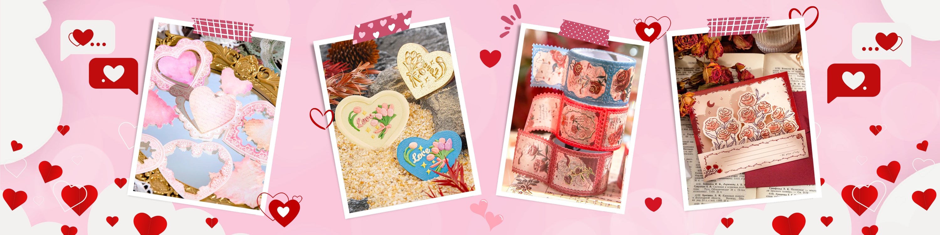 These washi tapes, stickers, greeting cards, envelopes, and notebooks are the perfect gift to express your love.