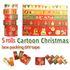 5 Rolls Cartoon Gold Foil Christmas Washi Tape Set a