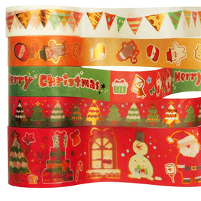 5 Rolls Cartoon Gold Foil Christmas Washi Tape Set b3