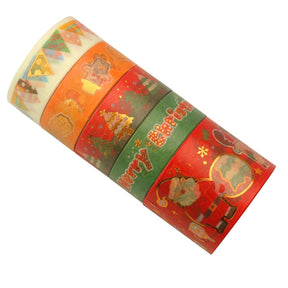 5 Rolls Cartoon Gold Foil Christmas Washi Tape Set b5
