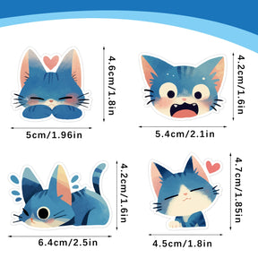 50 Unique Cute Blue Cat Decorative Stickers 2