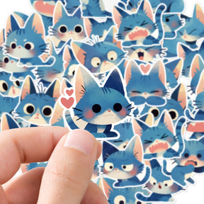 50 Unique Cute Blue Cat Decorative Stickers 3