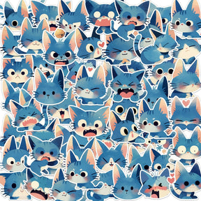 50 Unique Cute Blue Cat Decorative Stickers 4