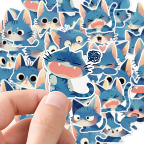 50 Unique Cute Blue Cat Decorative Stickers 6