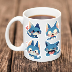 50 Unique Cute Blue Cat Decorative Stickers 9