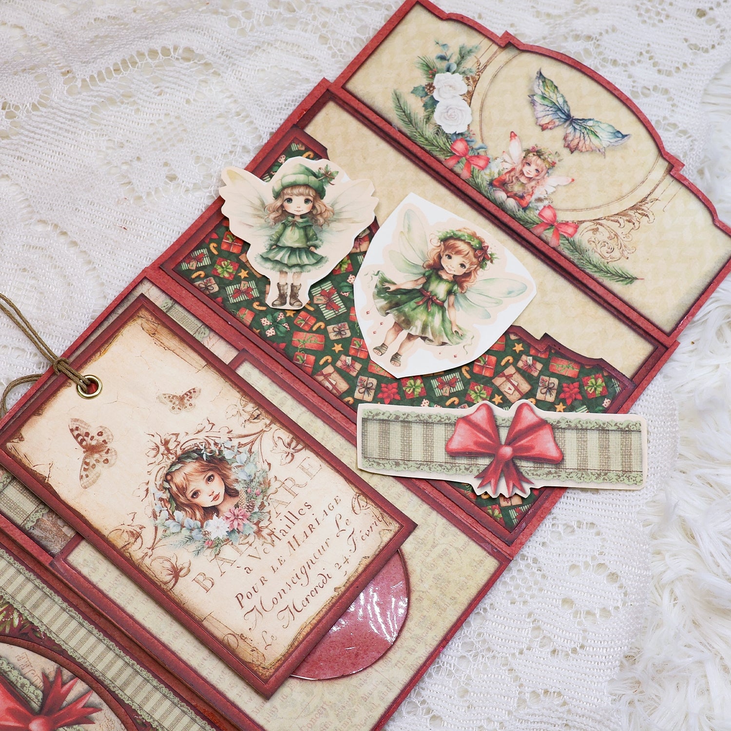 Christmas Fairies Mini Album Handmade Booklet Craft Kit 6