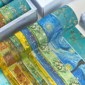 8 Rolls Foil Washi Tape Set - Butterfly, Van Gogh, Floral Print, Geometric c-