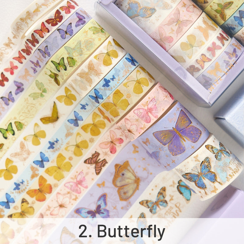 8 Rolls Foil Washi Tape Set - Butterfly, Van Gogh, Floral Print, Geometric sku-2
