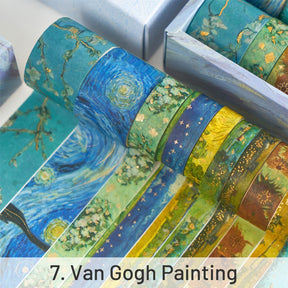 8 Rolls Foil Washi Tape Set - Butterfly, Van Gogh, Floral Print, Geometric sku-7